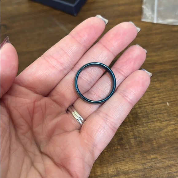 Men's Blue and Silver Ring - Picture 4 of 7
